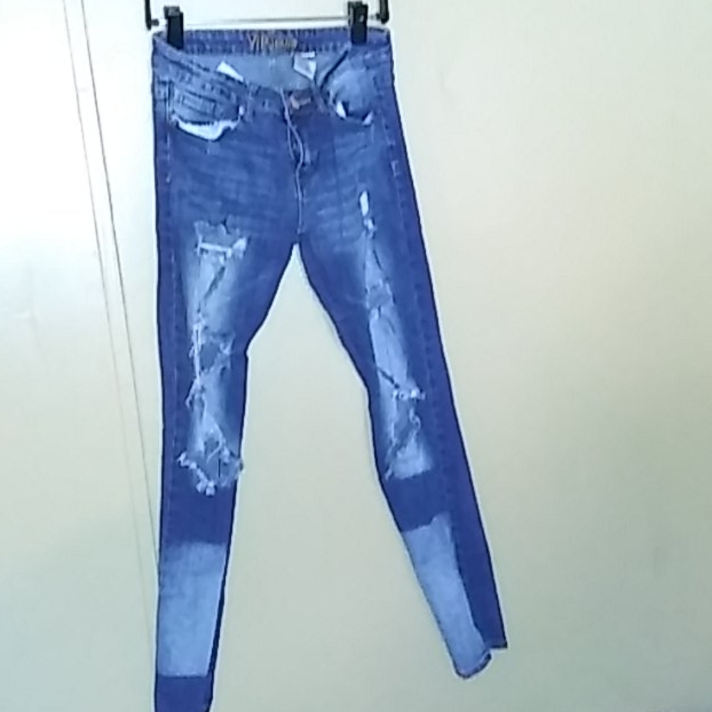 VIP Distressed 2 tone straight leg Jeans Si